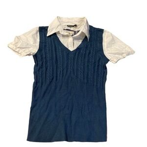 Apt. 9 pull over mock vest blue nwt